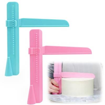 Backzubehör Torten Lisseur, 2 Stück Grattoir Einstellbar für Buttercreme, Tortenbodenschneider für Konditorei, Tortenboden Schneidehilfe, Perfekt für das Glätten von Kuchen und Tortenoberflächen von unillea